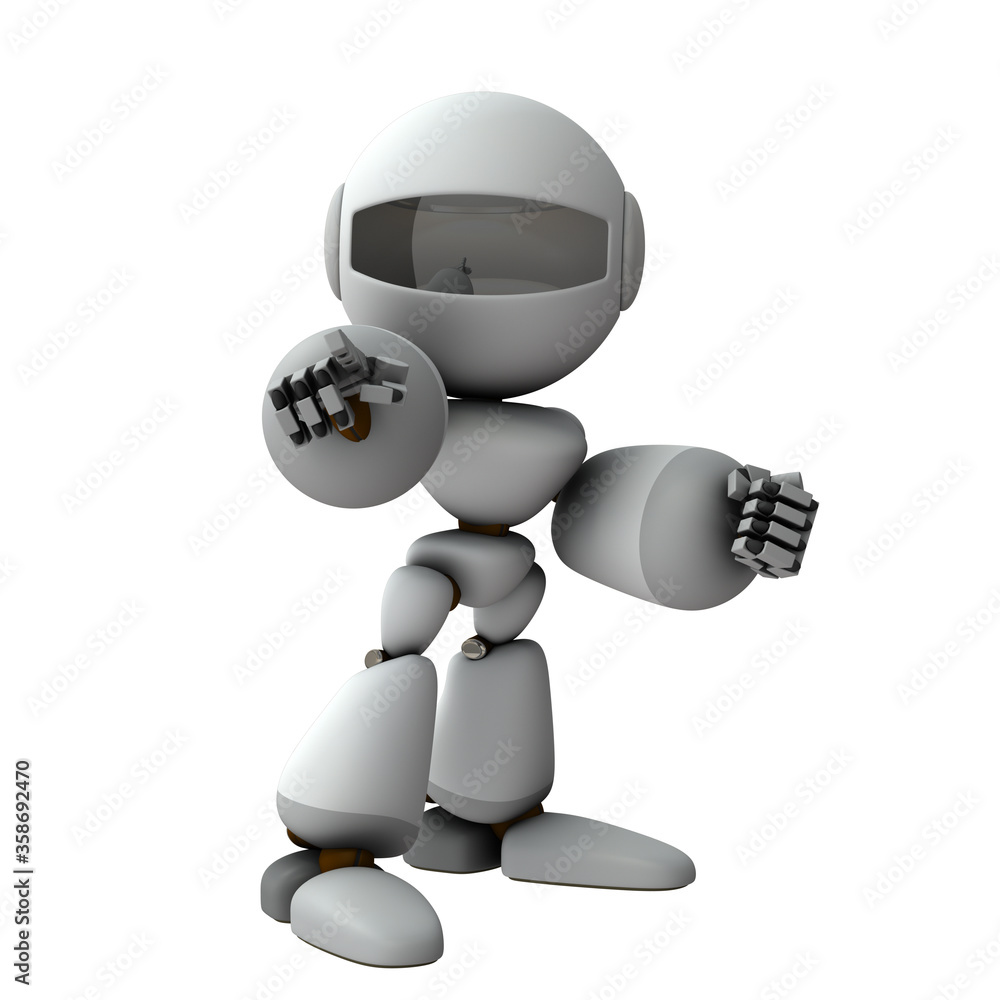 Naklejka premium 真正面からこちらを指さすロボット