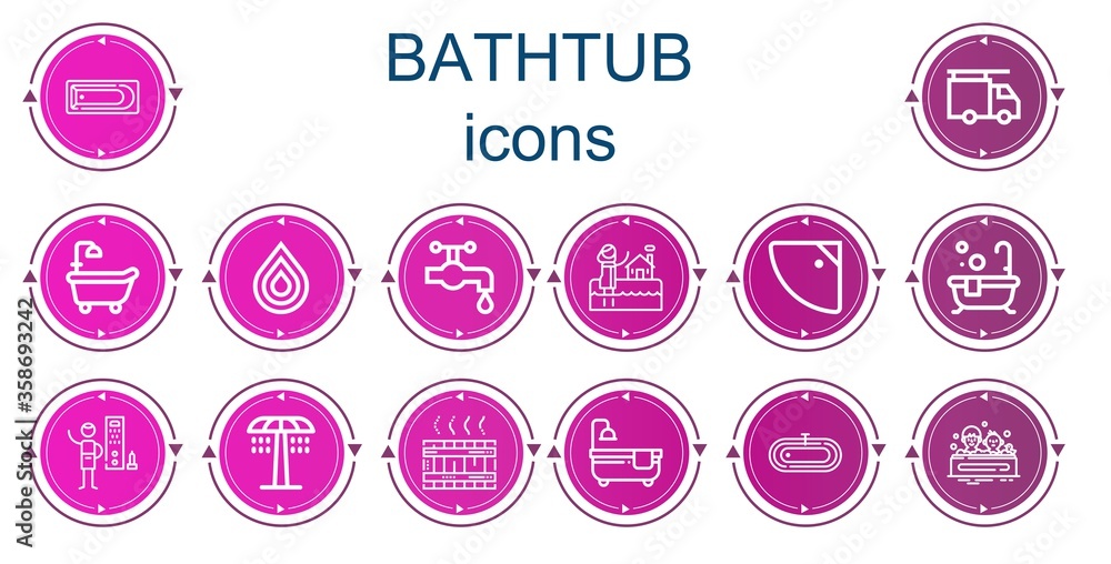 Editable 14 bathtub icons for web and mobile Editable 14 bathtub icons for web and mobile