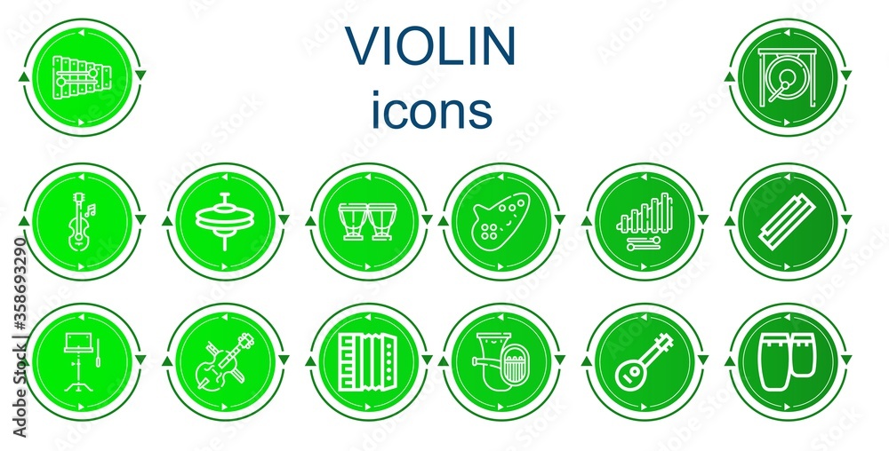 Editable 14 violin icons for web and mobile Editable 14 violin icons for web and mobile