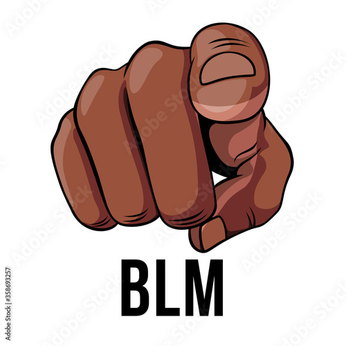 Human Hand with the Finger Pointing or Gesturing Towards You. Illustration of Finger Point on White Background. Recruit Banner or Icon We Want You to Say You - Black Lives Matter