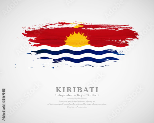 Happy independence day of Kiribati with artistic watercolor country flag background