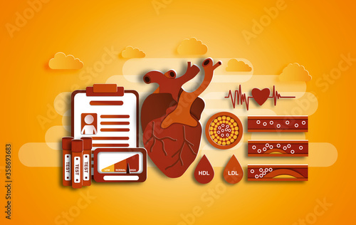 illustration cholesterol in flat paper art design