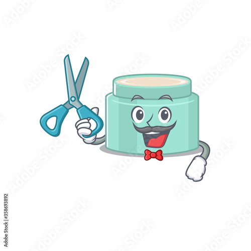 lipbalm cartoon character design as talented barber