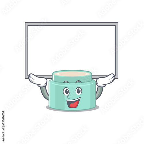 Caricature character of lipbal msucceed lift up a board