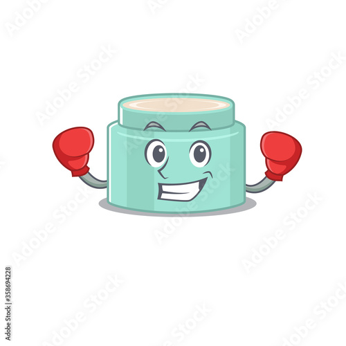 Mascot design of lipbalm as a sporty boxing athlete