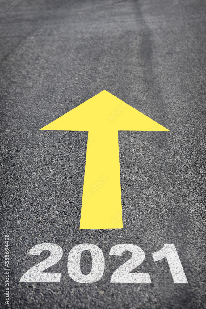 Road to new year 2021, business challenge concept and keep moving idea Road to new year 2021, business challenge concept and keep moving idea