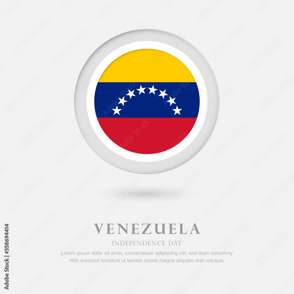 Abstract happy independence day of Venezuela country with country flag in circle greeting background Abstract happy independence day of Venezuela country with country flag in circle greeting background