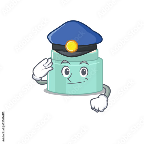 Police officer cartoon drawing of lipbalm wearing a blue hat