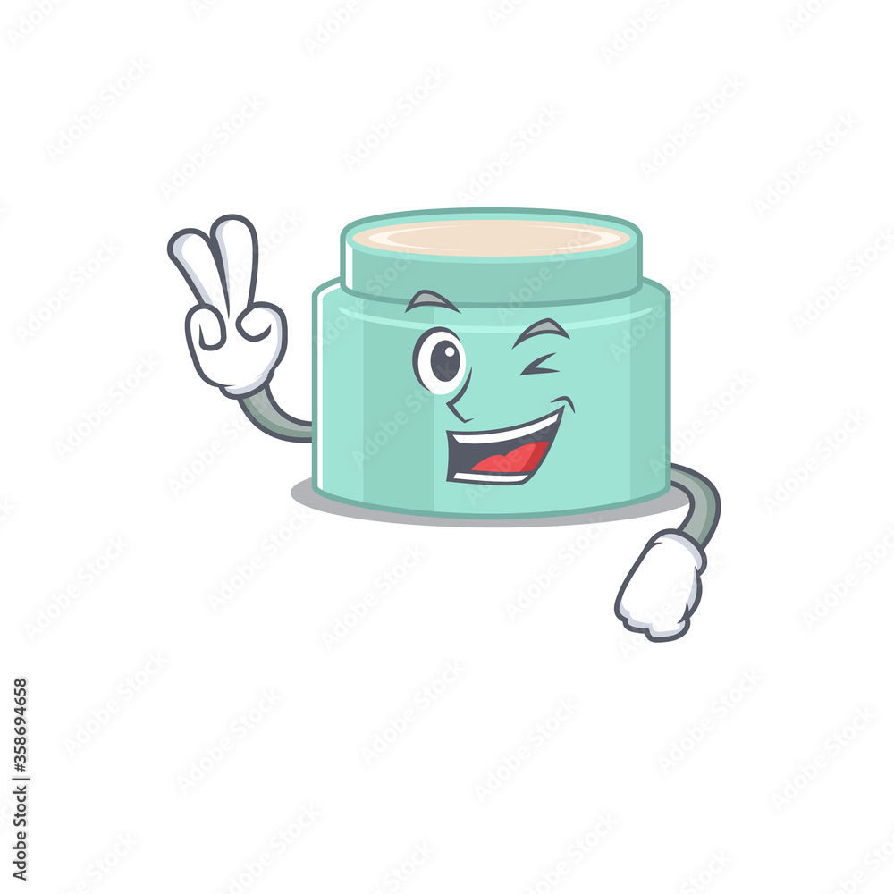 Happy lipbalm cartoon design concept show two fingers Happy lipbalm cartoon design concept show two fingers