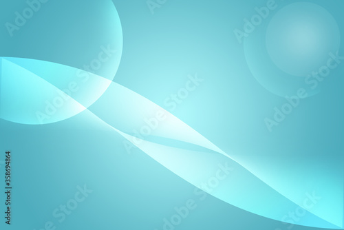 blue background with bokeh and white wave lines.