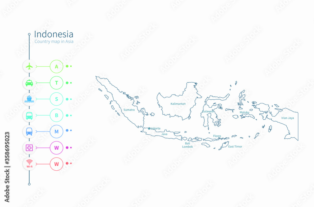 Obraz premium indonesia map. asia country map vector.