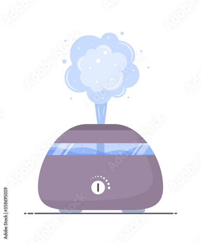 Humidifier air icon. Ultrasonic purifier microclimate for home. Healthy humidity. Modern vector illustration in flat cartoon style.