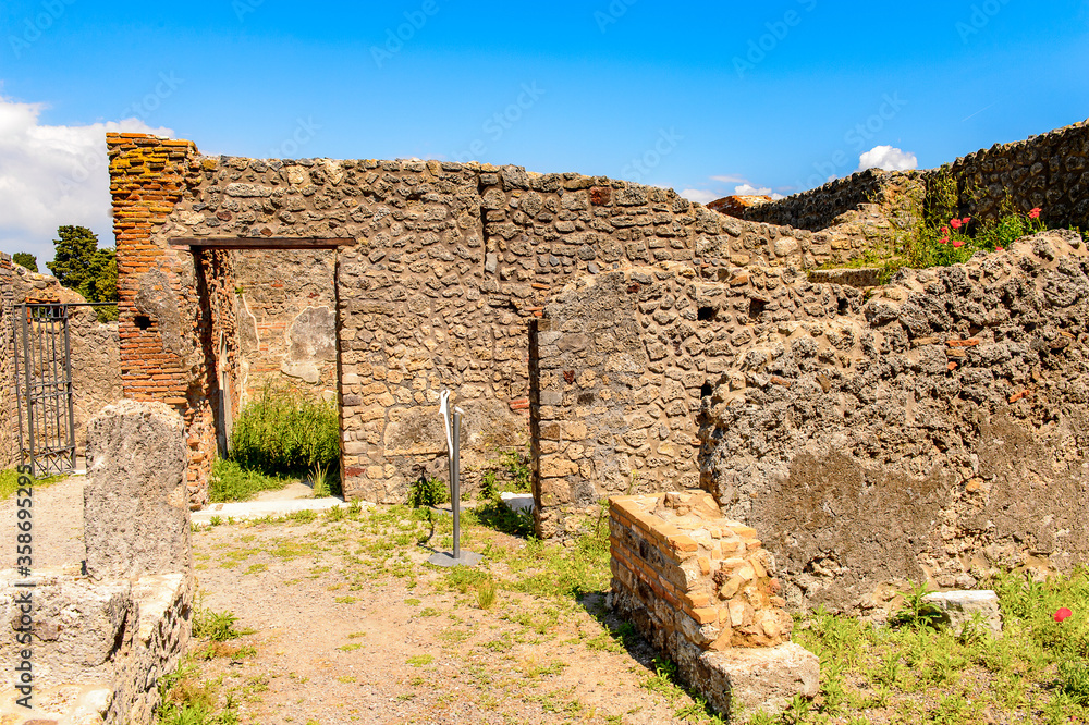 It's RUins of Pompeii, an ancient Roman town destroyed by the volcano Vesuvius. UNESCO World Heritage site It's RUins of Pompeii, an ancient Roman town destroyed by the volcano Vesuvius. UNESCO World Heritage site