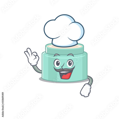 Talented lipbalm chef cartoon drawing wearing chef hat