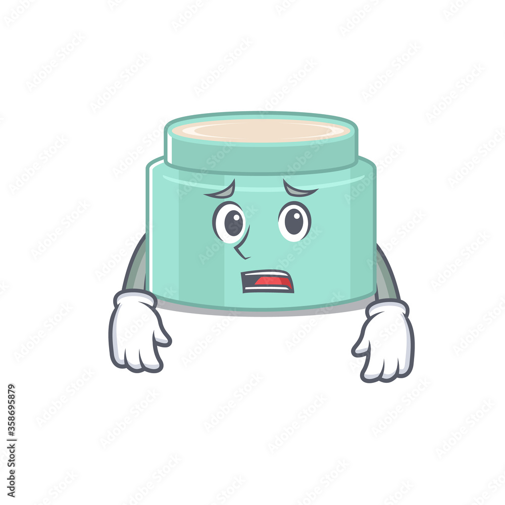 Cartoon design style of lipbalm having worried face Cartoon design style of lipbalm having worried face