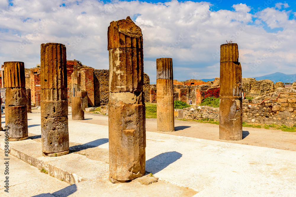 It's RUins of Pompeii, an ancient Roman town destroyed by the volcano Vesuvius. UNESCO World Heritage site