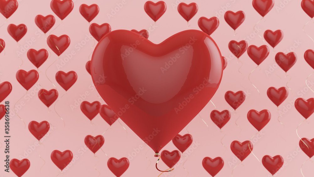 valentine background with hearts 3d illustrator