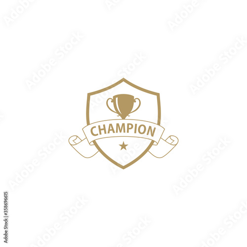 Creative illustration champion emblem logo icon design vector