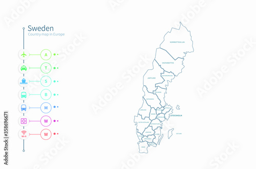 sweden map. detailed europe...