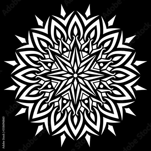 White mandala on black Pattern Stencil Doodles Sketch