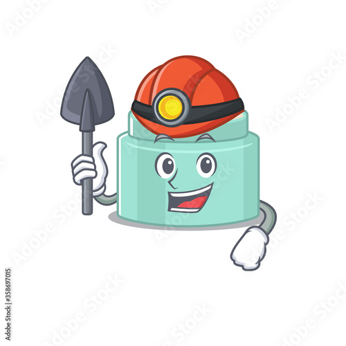 A cartoon picture of lipbalm miner with tool and helmet