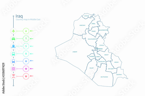 iraq map. detailed middle e...