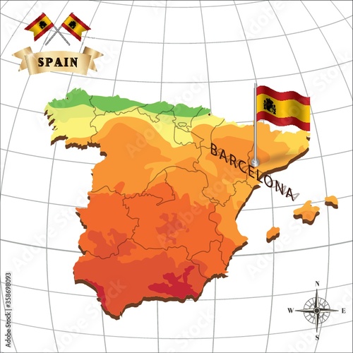 map of spain with barcelona