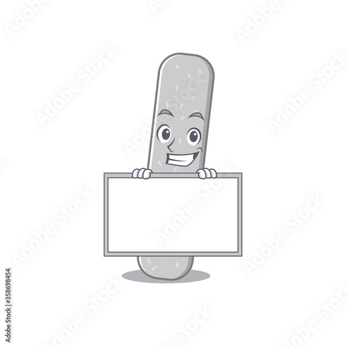 Funny cartoon design style emery boards standing behind a board