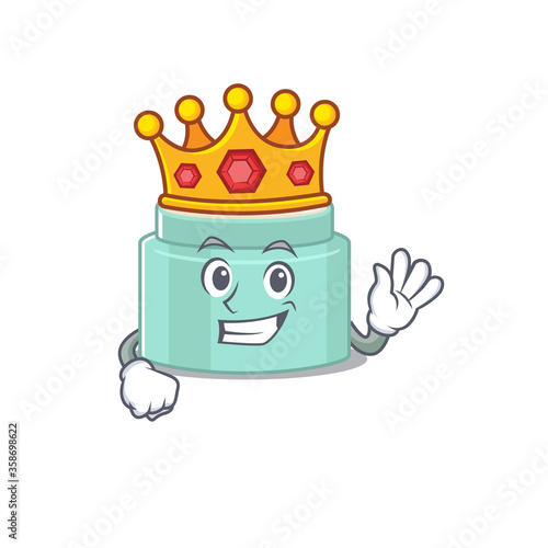 A Wise King of lipbalm mascot design style with gold crown
