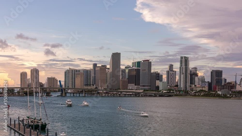 Wallpaper Mural Downtown Miami, Florida with Boats Timelapse Torontodigital.ca
