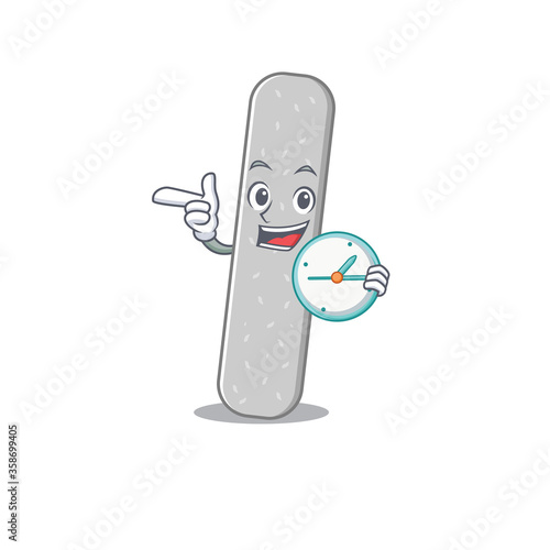 A picture of cheery emery boards holding a clock