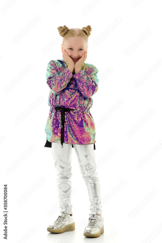 The little girl folded her hands around her face. The little girl folded her hands around her face.