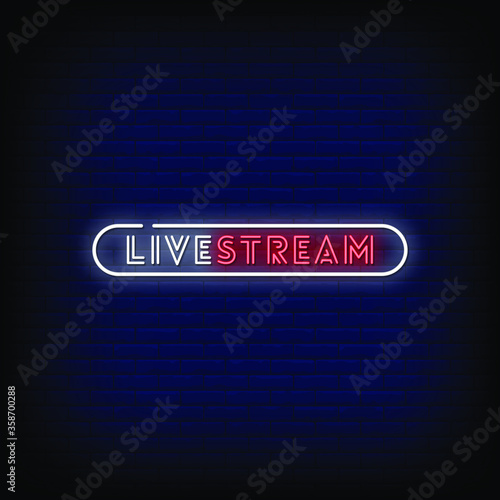 Live Stream Neon Signs Style Text vector