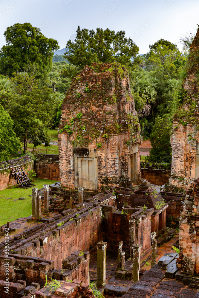 It's Pre Rup, a temple at Angkor, Cambodia, the state temple of Khmer king Rajendravarman. It is a temple mountain made of brick, laterite and sandstone construction. It's Pre Rup, a temple at Angkor, Cambodia, the state temple of Khmer king Rajendravarman. It is a temple mountain made of brick, laterite and sandstone construction.