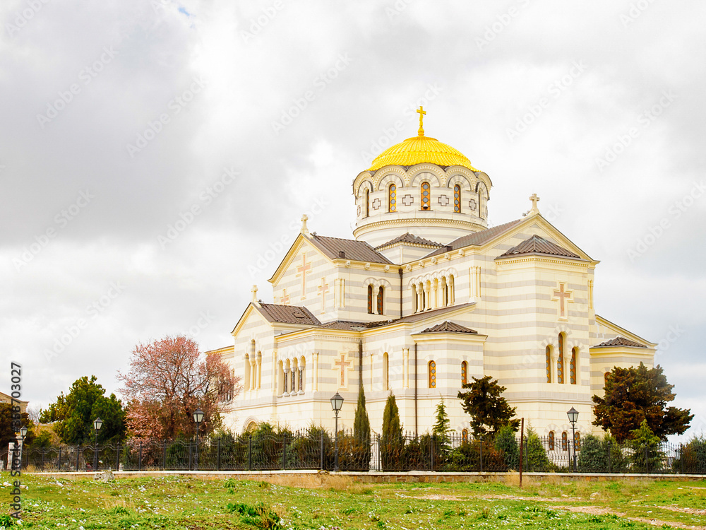 Saint Vladimir Cathedral, a Neo-Byzantine Russian Orthodox cathedral on the site of Chersonesos Taurica.