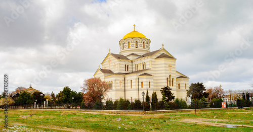 The Saint Vladimir Cathedral is a Neo-Byzantine Russian Orthodox cathedral on the site of Chersonesos Taurica. It commemorates the presumed place of St. Vladimir's baptism.