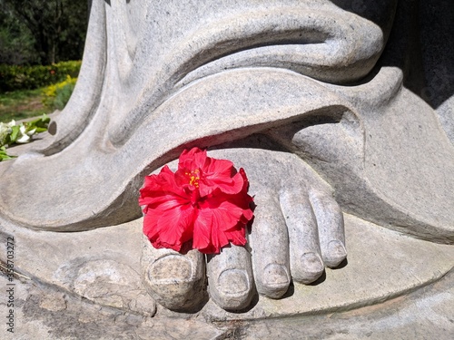 Statua e flor  photo