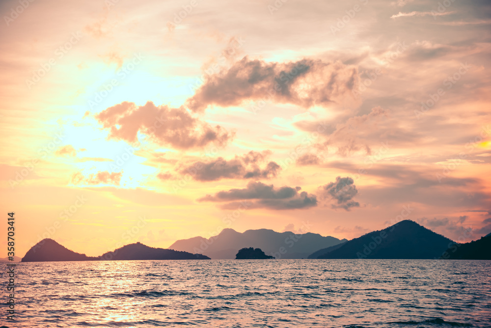 Scenic view of sunset at the coast of Busuanga, Palawan, Philippines