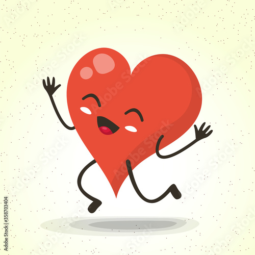 heart cartoon character,  love emotion symbol, vector illustration