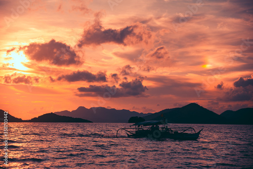 Cruising the seas of Coron  Palawan at sunset