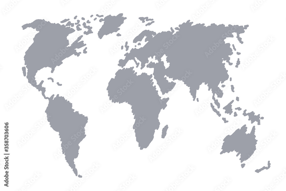 World map paper. Political map of the world on a gray background.