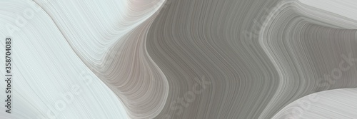 abstract surreal horizontal banner with light gray, gray gray and silver colors. fluid curved flowing waves and curves for poster or canvas © Eigens