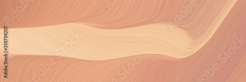 abstract moving designed horizontal banner with dark salmon, skin and burly wood colors. fluid curved flowing waves and curves for poster or canvas