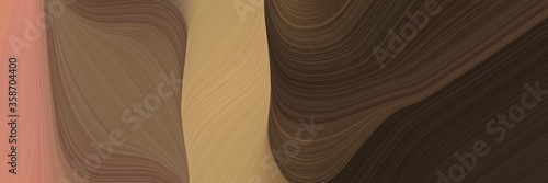 abstract modern horizontal header with old mauve, very dark green and rosy brown colors. fluid curved flowing waves and curves for poster or canvas © Eigens