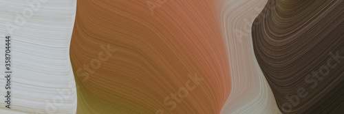 abstract surreal designed horizontal banner with pastel brown, silver and brown colors. fluid curved flowing waves and curves for poster or canvas