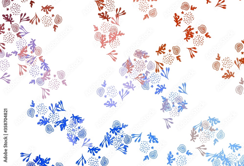 Light Blue, Red vector pattern with random forms.