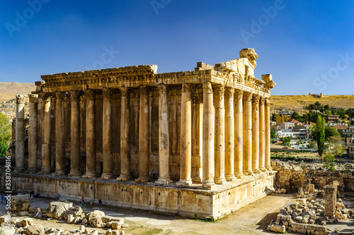 It's Temple of Bacchus in Baalbek, a town in the Beqaa Valley of Lebanon situated east of the Litani River. Known as Heliopolis during the period of Roman rule