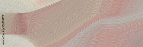 abstract moving designed horizontal banner with rosy brown, pastel gray and silver colors. fluid curved flowing waves and curves for poster or canvas