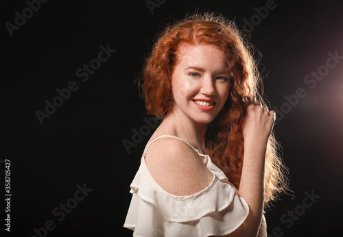 Portrait of beautiful redhe...