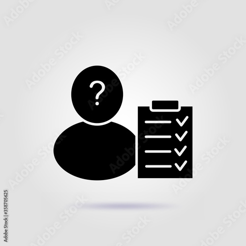 Anonymous survey black icon on gray background with soft shadow